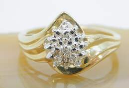 10K Yellow Gold Diamond Accent Cluster Ring 2.9g