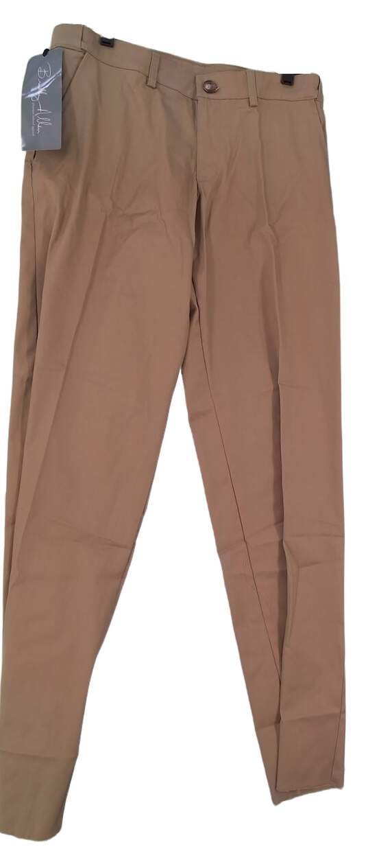 NWT Mens Tan Regular Fit Flat Front Pockets Straight Leg Dress Pants image number 1