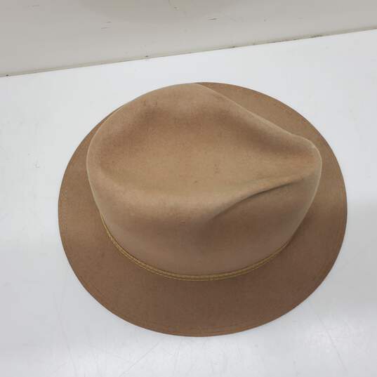 Vintage Beaver Hats Genuine Fur Felt Tan Fedora Hat Men's 7 1/8 image number 3