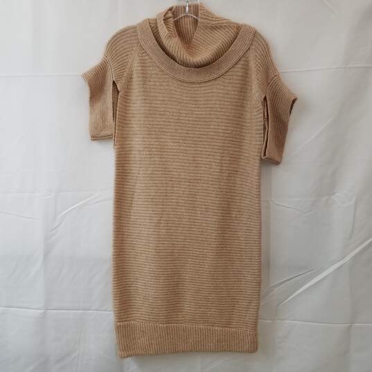 VPL P/S Viscose Mohair Short Sleeve Pullover Women's Sweater Tan Shirt image number 1