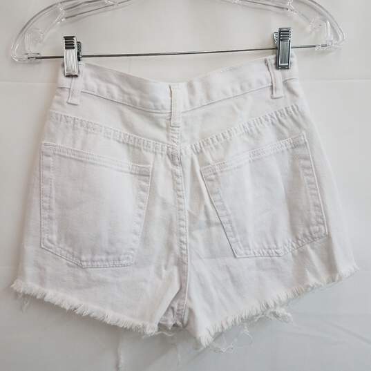Lulus white high waisted distressed denim shorts S image number 3