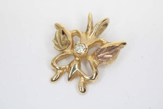 10K Yellow Gold Diamond Accent Butterfly Pendant image number 1