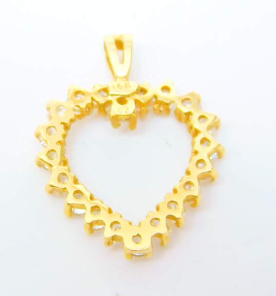 14K Yellow Gold Round CZ Open Heart Pendant 2.1g image number 3