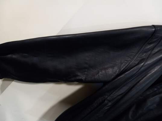 Men's Black Leather Coat Size 44 image number 7