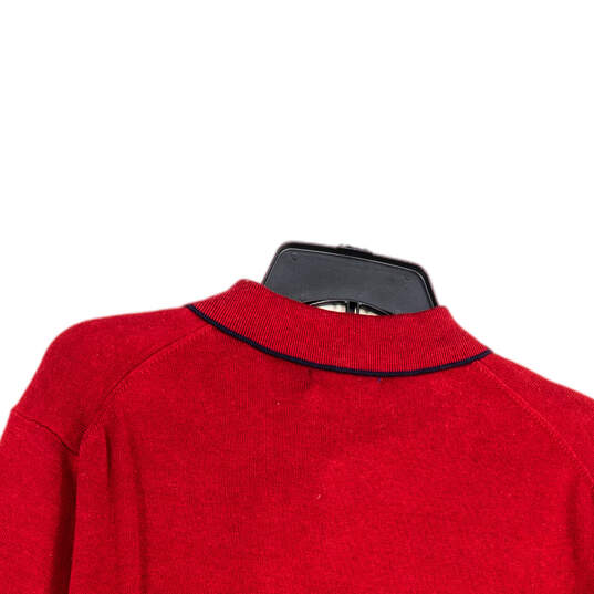 NWT Mens Red Knitted Collared Long Sleeve Pullover Sweater Size Large image number 4