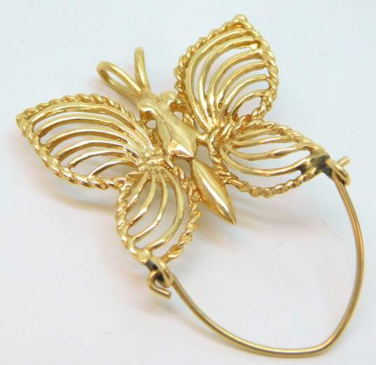 14K Gold Unique Butterfly Charm Holder Pendant 4.0g image number 1