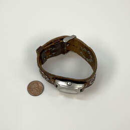 Designer Fossil Silver-Tone Dial Leather Adjustable Strap Analog Wristwatch alternative image