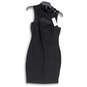 NWT Womens Black Sleeveless Cutout Neck Back Zip Bodycon Dress Size Small image number 1
