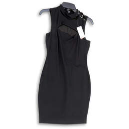 NWT Womens Black Sleeveless Cutout Neck Back Zip Bodycon Dress Size Small