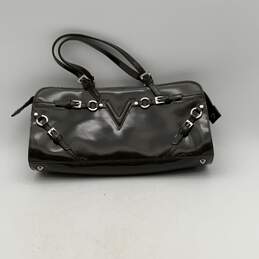 Via Spiga Womens Green Patent Leather Inner Pockets Zip Shoulder Handbag
