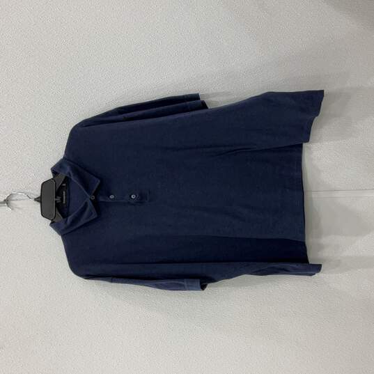 Ermenegildo Zegna Mens Navy Blue Spread Collar Short Sleeve Polo Shirt Size 4XL image number 1