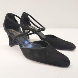 Amalfi Black Suede Strap Sandal Pump Heels Shoes Size 7.5 B