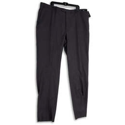 NWT Mens Gray Flat Front Slash Pocket Straight Leg Dress Pants Size 46L