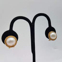 14k Gold Omega Back Round 12mm Fw Pearl Earrings 9.1g alternative image