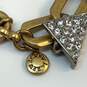 Designer J. Crew Gold-Tone Clear Stones Triangle Pave Chain Bracelet image number 3