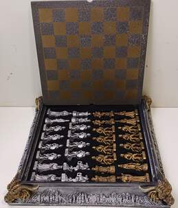 Pewter Medieval Knight Chess Board & Figures alternative image