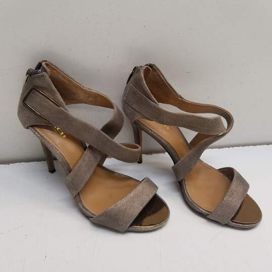 COACH Halsey Gray Leather Sandal Pump Heels Shoes Size 6 B image number 5