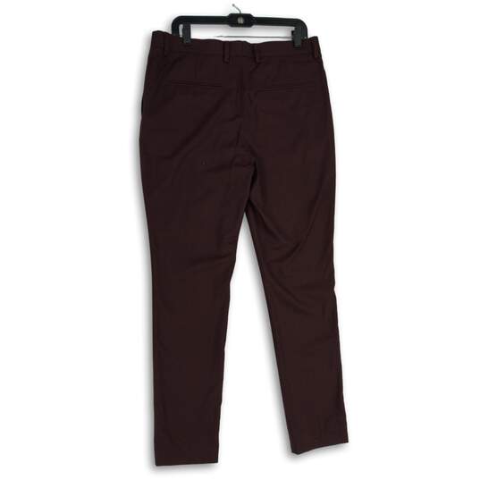 H&M Womens Purple Flat Front Straight Leg Slash Pocket Dress Pants Size 36R image number 2