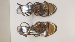 Calvin Klein Women's  Bronze + Silver High Heel Ankle Strap Open Toe Size 6M