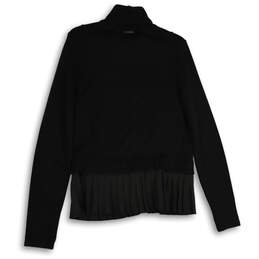 Womens Black Pleated Collared Long Sleeve Peplum Full-Zip Jacket Size XL alternative image