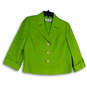 Womens Green Long Sleeve Single Breasted Cropped Three Button Blazer Sz 10P image number 3