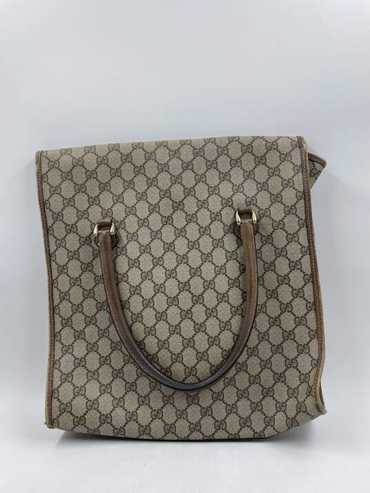 Buy the Authentic Vtg Gucci GG Khaki Vertical Tote | GoodwillFinds