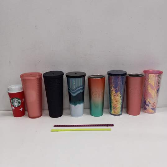 Lot of Eight Assorted Starbucks Cups image number 1