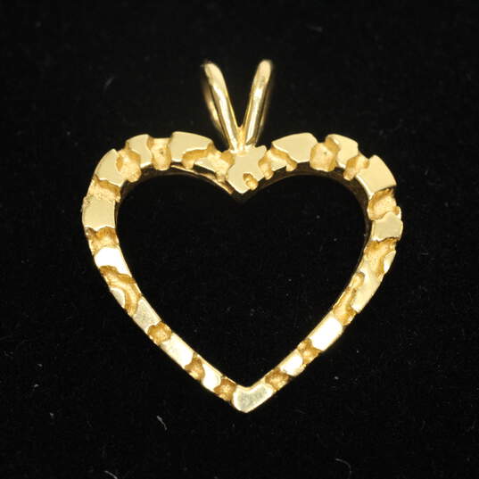 14K Yellow Gold Nugget Heart Pendant - 1.47g image number 1