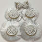 Designer J. Crew Gold-Tone White Beaded Fashion Dangle Drop Earrings image number 1