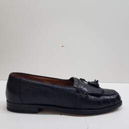 Mezlan Platinum Black Genuine Ostrich Leather Kiltie Loafers Shoes Men's Size 8.5 M