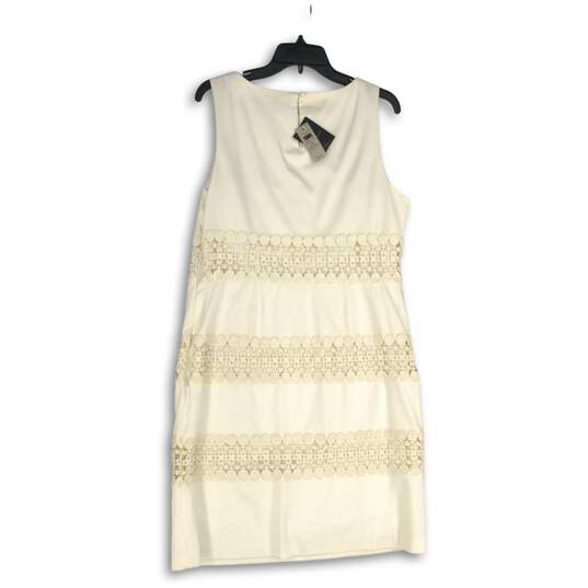NWT Ann Taylor Womens White Round Neck Sleeveless A-Line Dress Size 14 image number 2