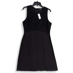 NWT Ann Taylor Womens Black Lace Sleeveless Back Zip A-Line Dress Size 6
