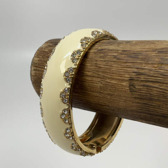 Designer Stella & Dot Enamel Gold-Tone Crystal Hinged Bangle Bracelet image number 1