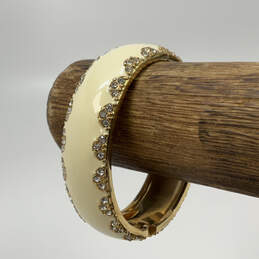 Designer Stella & Dot Enamel Gold-Tone Crystal Hinged Bangle Bracelet