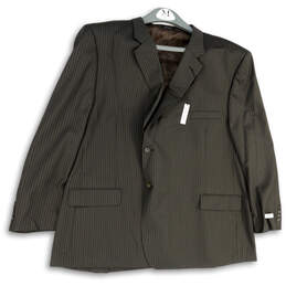 NWT Mens Brown Pinstripe Long Sleeve Notch Lapel Two Button Blazer Size 60R