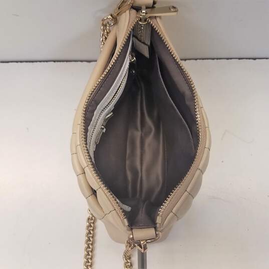 Henri Bendel Tan Quilted Leather Gold Chain Shoulder Zip Evening Bag image number 6