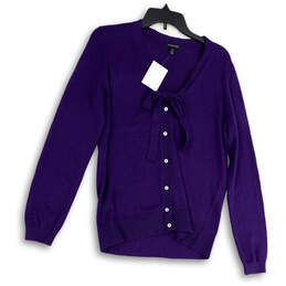NWT Womens Purple Knitted Long Sleeve Tie Front Cardigan Sweater Size S 6-8