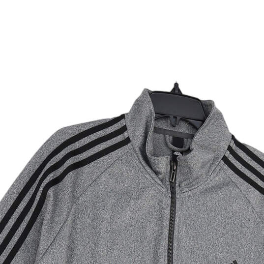 Mens Gray Black Striped Mock Neck Full-Zip Long Sleeve Track Jacket Size XL image number 3