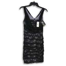 NWT Express Womens Black Lace Sleeveless V-Neck Back Zip Mini Dress Size 4