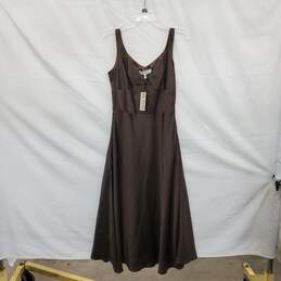 Romy Brown Satin Cotton Blend Sleeveless Long Dress WM Size S NWT alternative image