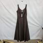 Romy Brown Satin Cotton Blend Sleeveless Long Dress WM Size S NWT image number 2