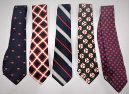 VTG Brooks Brothers Makers All Silk & Qiana Neckties Abstract Print Red Bulls Polka Dots