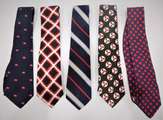 VTG Brooks Brothers Makers All Silk & Qiana Neckties Abstract Print Red Bulls Polka Dots image number 1