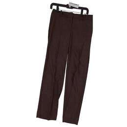 Womens Brown Slash Pocket Flat Front  Mid Rise Chino Pant Size 4