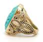 Barse Brass Carved Faux Turquoise & Shell Cabochons Scrolled Chunky Ring 15.1g image number 2