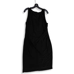 Womens Black Round Neck Sleeveless Pullover Sheath Dress Size 16