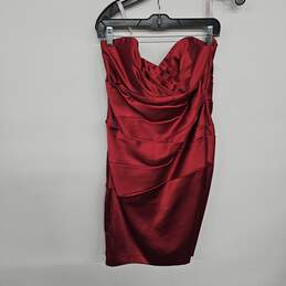Red Strapless Short Sweetheart Satin Dress alternative image