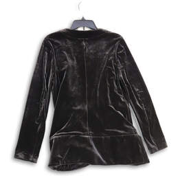 Womens Black Velvet Notch Lapel Long Sleeve Open Front Jacket Size XS alternative image
