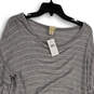 NWT Womens Gray Striped Flutter Sleeve Pullover T-Shirt Dress Size Medium image number 3