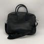 Womens Black Leather Detachable Strap Double Handle Laptop Bag image number 2